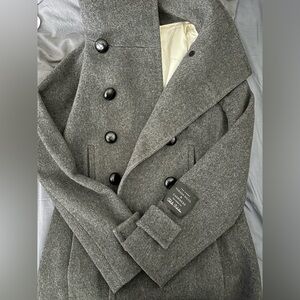 Babaton Gray Double-Breasted Pea Coat